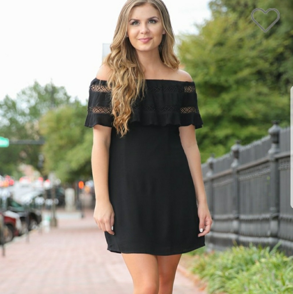 Off the shoulder little black dress